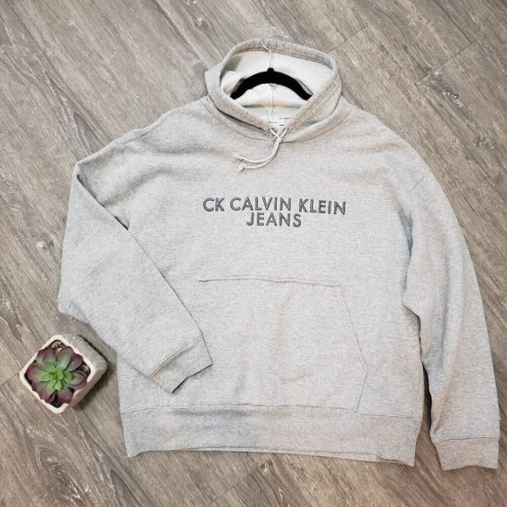 LCalvin Klein Vintage Spell Out Hoodie Grey L
